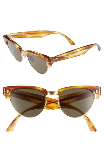 Women's Celine 51mm Modified Cat Eye Sunglasses - Strpd Hny Havana/ Mnrl Lens
