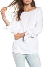 Women's Hinge Tie Sleeve Sweatshirt, Size - White