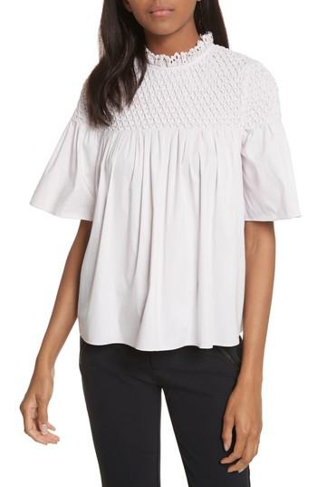 Women's Rebecca Taylor Smocked Sateen Top - Pink