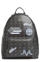 Men's Mcm Stark Visetos Patch Faux Leather Backpack - Black