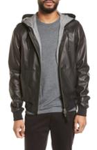 Men's Mackage Hooded Leather Jacket - Black