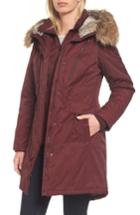 Women's 1 Madison Insulated Parka With Faux Fur Trim - Red