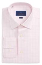 Men's David Donahue Trim Fit Plaid Dress Shirt .5 34/35 - Pink
