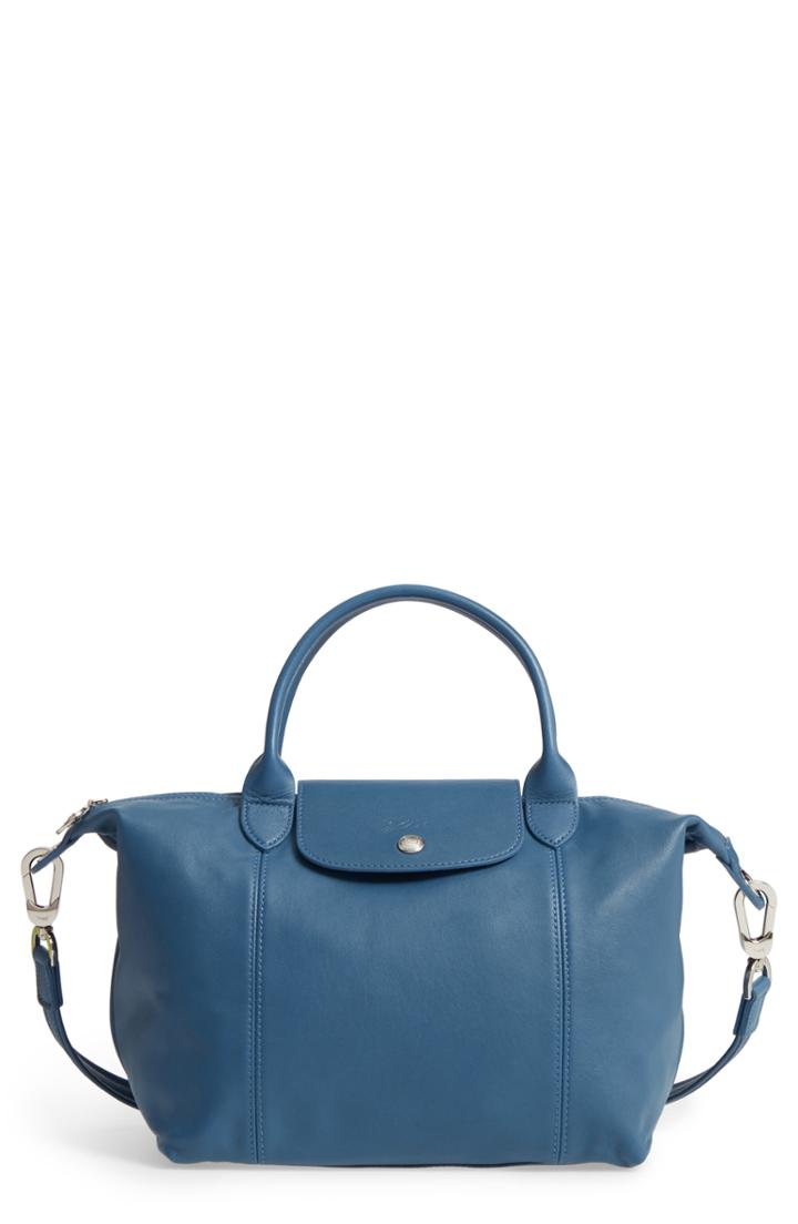 Longchamp Small 'le Pliage Cuir' Leather Top Handle Tote -