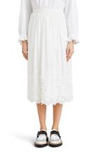 Women's Burberry Shaftesbury Embroidered Cotton & Silk Skirt Us / 40 It - White