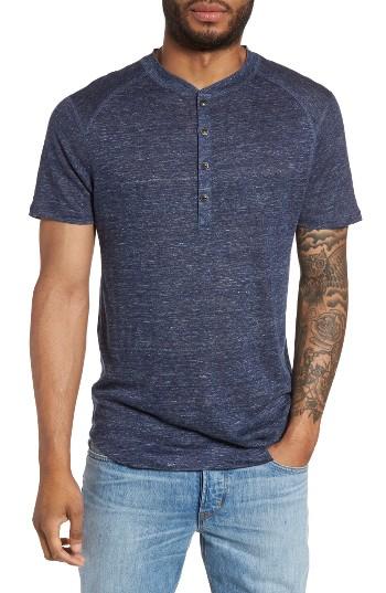 Men's Good Man Brand Linen Jersey Henley, Size - Blue