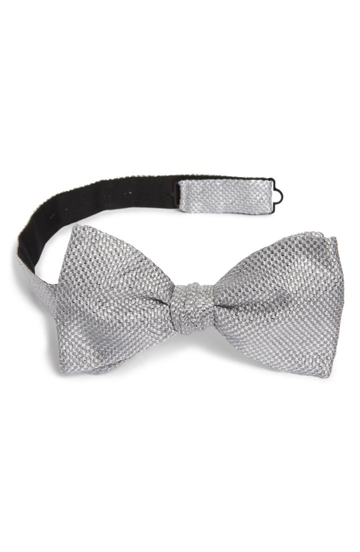 Men's Eton Solid Silk Blend Bow Tie, Size - Metallic