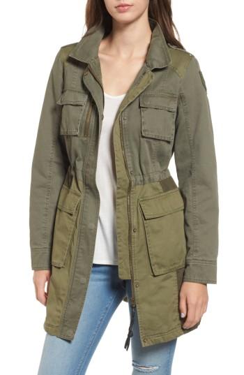Women's Steve Madden Colorblock Cotton Twill Utility Coat - Green
