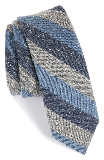 Men's The Tie Bar Varios Stripe Silk Skinny Tie, Size - Blue