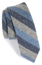 Men's The Tie Bar Varios Stripe Silk Skinny Tie, Size - Blue