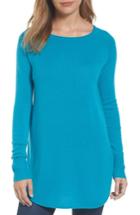 Women's Halogen Shirttail Wool & Cashmere Boatneck Tunic, Size - Blue/green