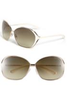 Women's Tom Ford Carla 66mm Oversized Round Metal Sunglasses - Rose Gold/ Green