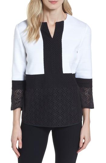 Women's Ming Wang Knit & Lace Tunic - White