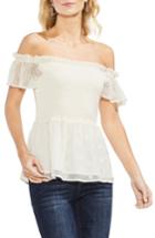 Women's Vince Camuto Smocked Eyelet Top, Size - White