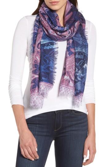 Women's Nordstrom Bohemian Paisley Cashmere & Silk Scarf, Size - Blue