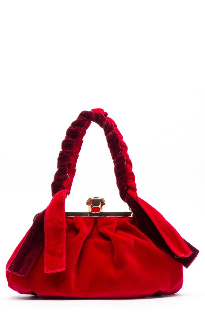 Frances Valentine Zelda Velvet Shoulder Bag - Red
