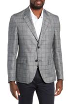 Men's Nordstrom Men's Shop Trim Fit Windowpane Linen Sport Coat