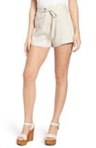 Women's Moon River Scallop Waist Linen Shorts - Beige