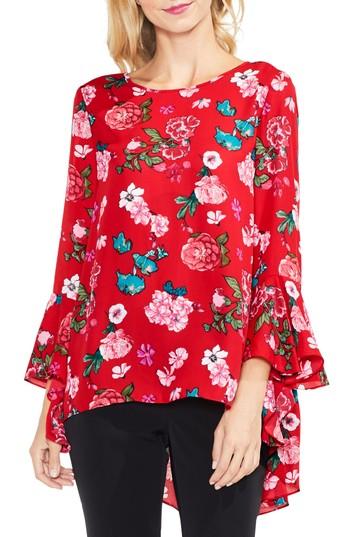 Women's Vince Camuto Floral Heirloom Bell Sleeve Top - Red