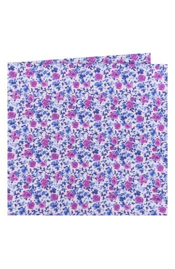 Men's Ted Baker London Floral Cotton Pocket Square, Size - Blue
