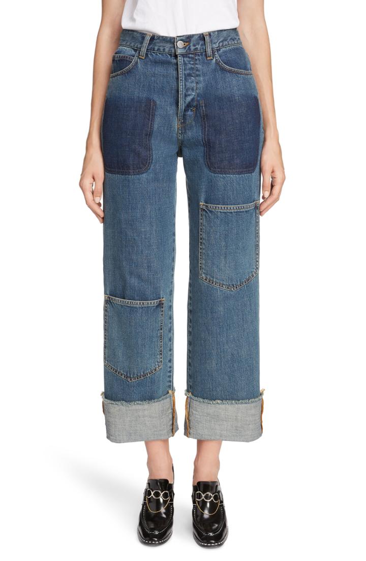 Women's Jw Anderson Shaded Pocket Wide Leg Ankle Jeans Us / 8 Uk - Blue