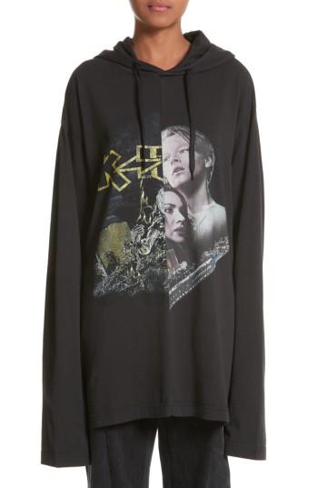 Women's Vetements Cut Up Graphic Hoodie - Black