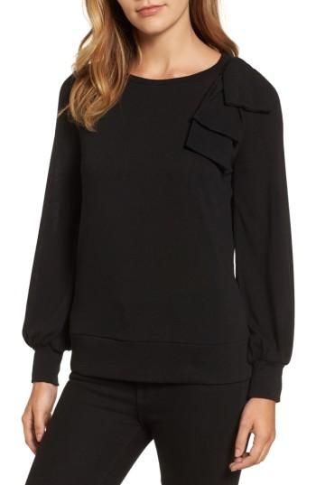 Women's Halogen Bow Knit Sweatshirt - Black
