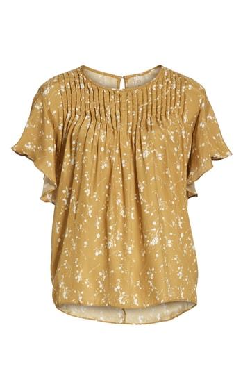 Women's Dolan Murray Pintuck Flutter Sleeve Silk Blouse, Size - Yellow