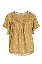 Women's Dolan Murray Pintuck Flutter Sleeve Silk Blouse, Size - Yellow