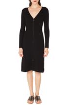 Women's Akris Rib Knit Stretch Wool & Silk Dress - Black