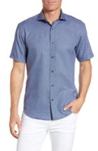 Men's Bugatchi Shaped Fit Geo Print Short Sleeve Sport Shirt