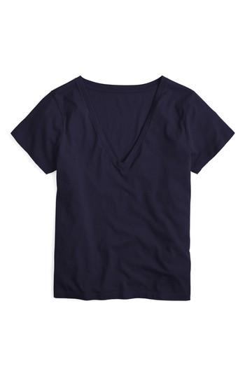 Women's J.crew Supima V-neck Tee - Blue