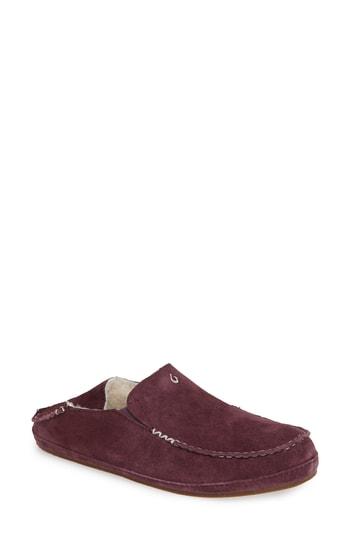 Women's Olukai Nohea Nubuck Slipper M - Burgundy