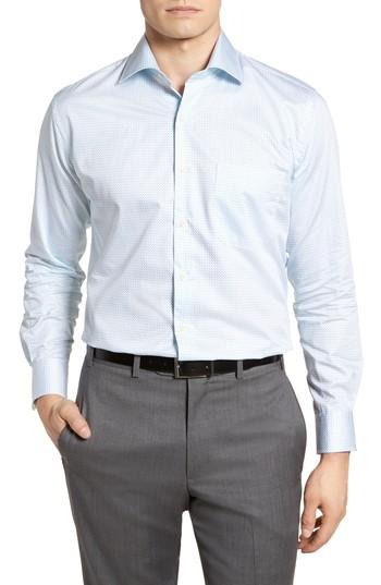 Men's Peter Millar Sand Dollar Shore Microcheck Sport Shirt - Blue