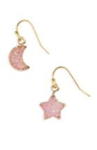 Women's Panacea Moon & Star Drusy Stone Earrings