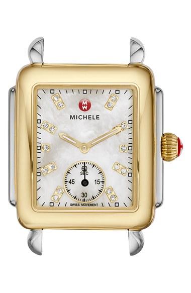 Women's Michele Deco 16 Diamond Dial Two-tone Watch Case, 29mm X 31mm