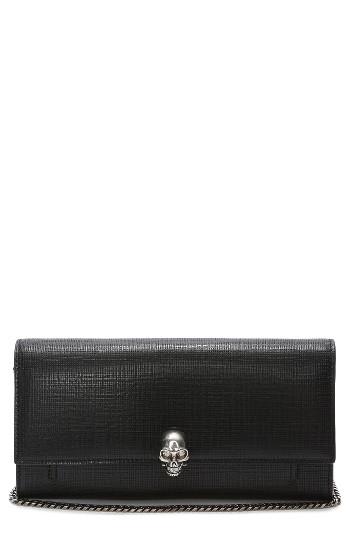 Women's Alexander Mcqueen Embossed Leather Wallet On A Chain -
