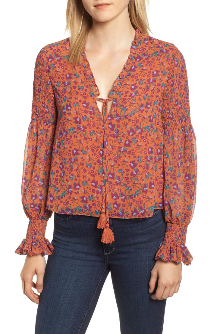 Women's Rebecca Minkoff Penelope Floral Ruffle Top - Orange
