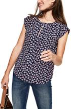 Women's Boden Pleat Front Floral Top - Blue