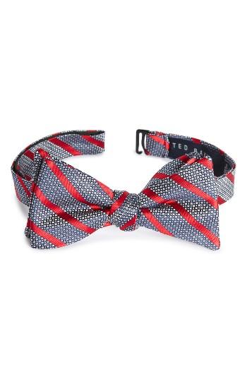 Men's Ted Baker London East End Stripe Silk Bow Tie, Size - Red
