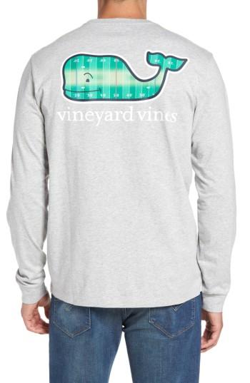 Men's Vineyard Vines Football Field Whale Logo T-shirt - Grey