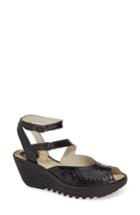 Women's Fly London Yaxi Wedge Sandal .5-6us / 36eu - Black