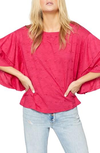 Women's Sanctuary Elise Ruffled Eyelet Top, Size - Pink