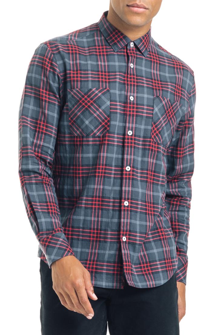 Men's Good Man Brand Slim Fit Plaid Sport Shirt - Black