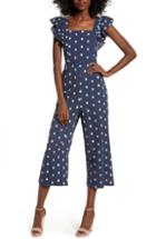 Women's English Factory Ruffle Sleeve Cropped Jumpsuit - Blue