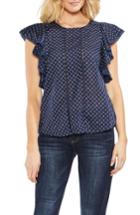 Women's Vince Camuto Ruffled Floral Embroidered Top, Size - Blue