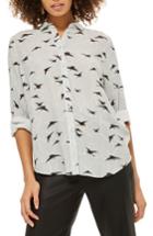 Women's Topshop Birds & Clouds Button Down Shirt Us (fits Like 0) - Grey