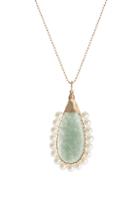 Women's Beck Jewels Lolita Green Aventurine & Freshwater Pearl Pendant Necklace
