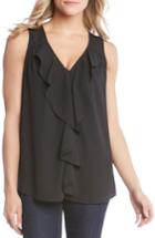 Women's Karen Kane Waterfall Ruffle Top - Black