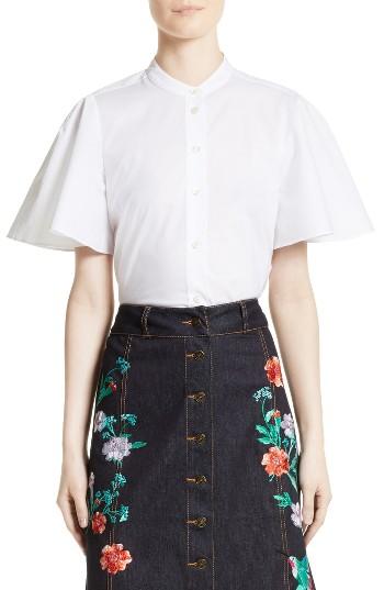 Women's Kate Spade New York Flutter Sleeve Poplin Top - White